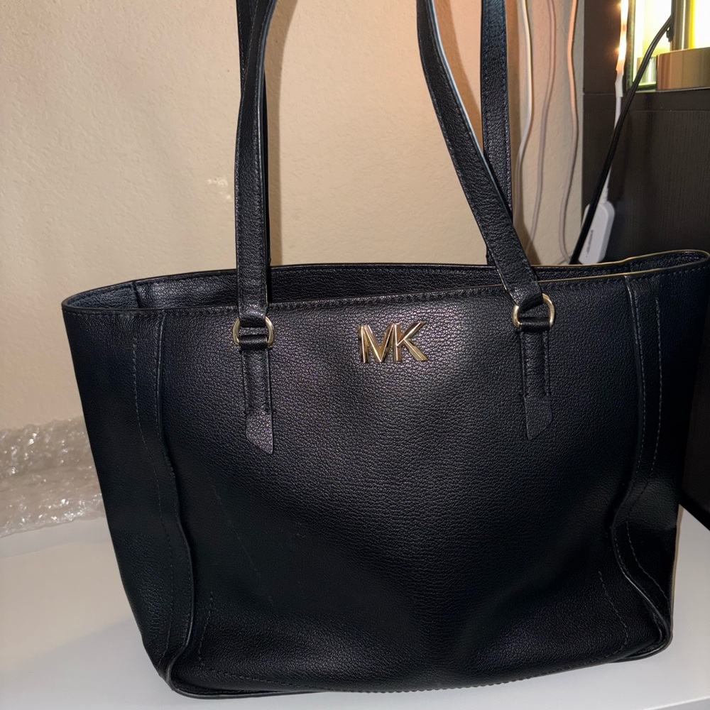 Michael Kors Black Tote with Gold Hardware and Structured Design